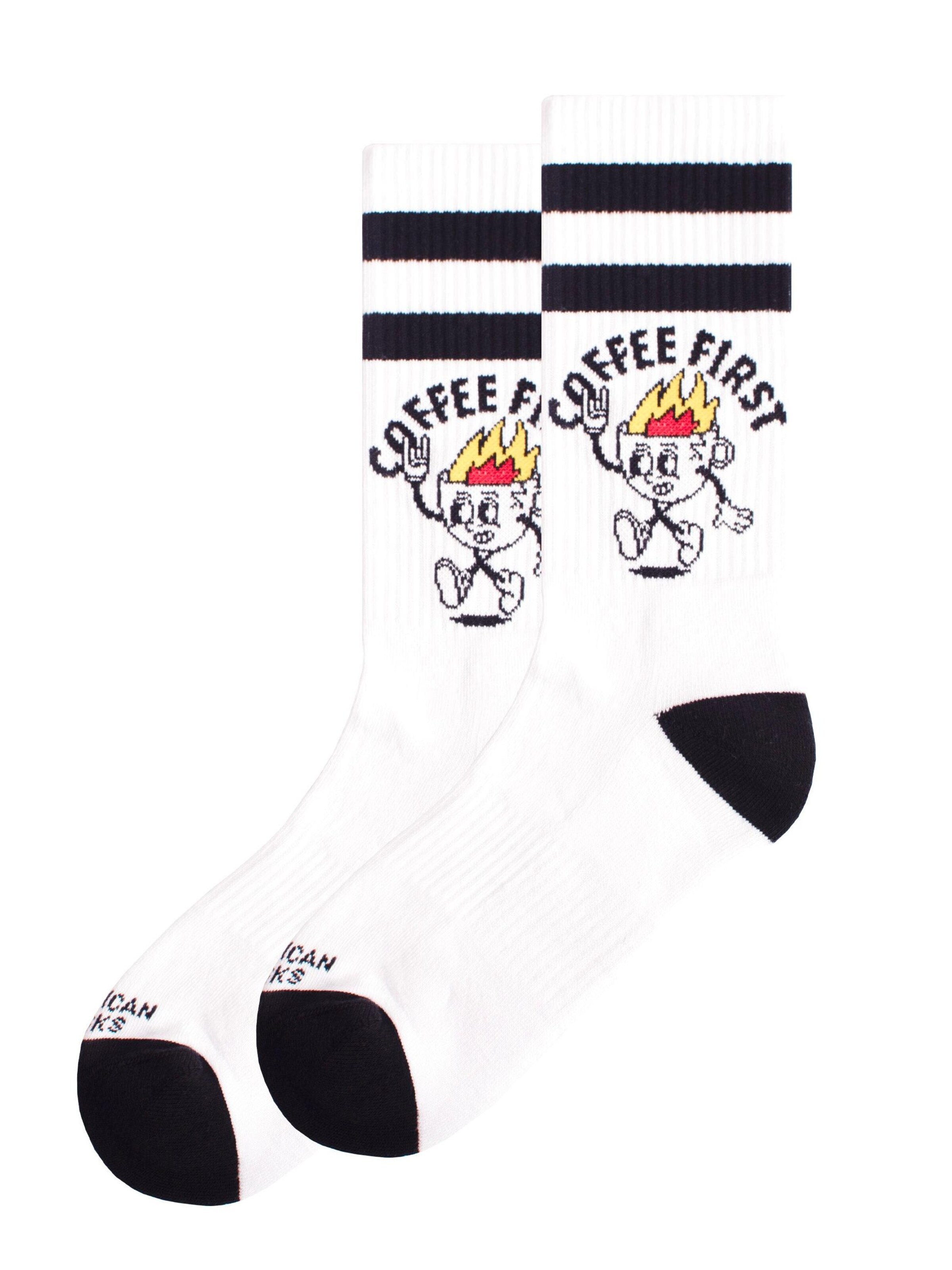 American Socks - Calcetines 'Coffee First' en blanco: frente