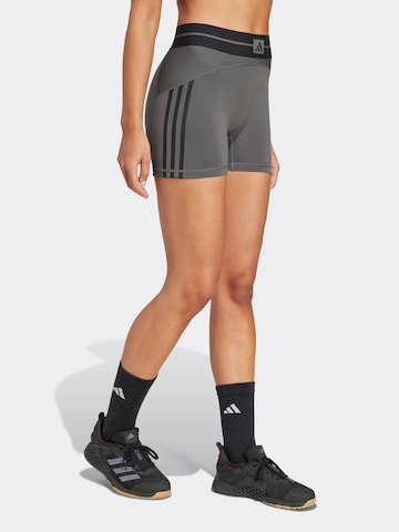 ADIDAS PERFORMANCE Skinny Fit Спортен панталон 'Hyperglam' в сиво: отпред