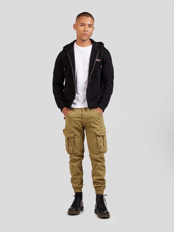 GUESS JEANS Zip-Up Hoodie in Black