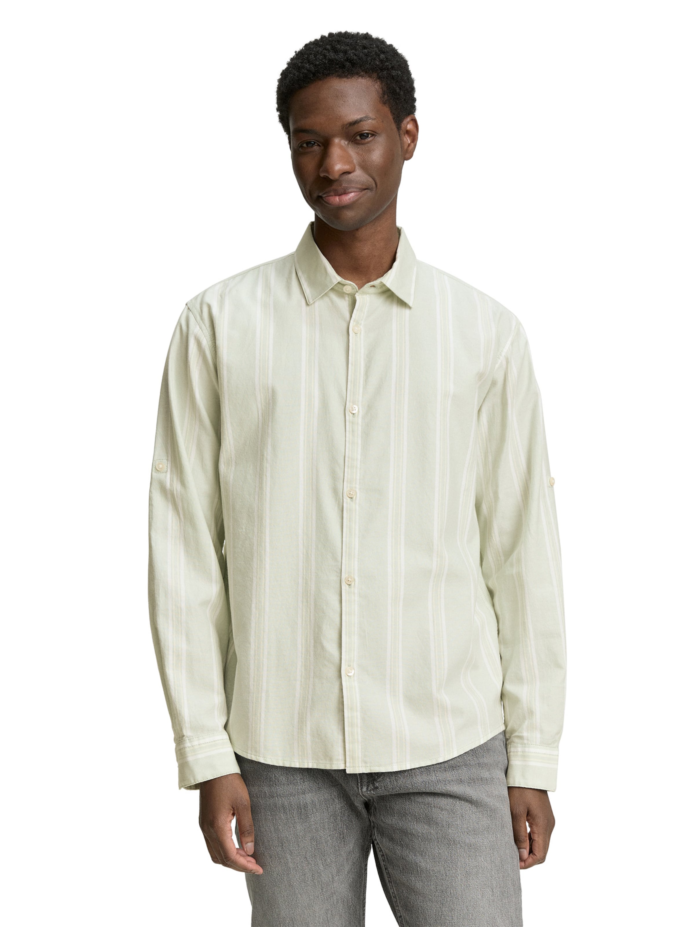 TOM TAILOR DENIM Comfort Fit Košeľa - Sivá: predná strana