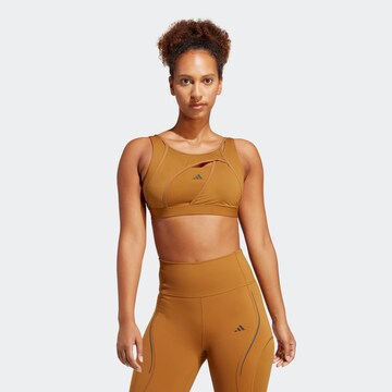 ADIDAS PERFORMANCE Bustier Sport bh 'Powerimpact' in Bruin: voorkant