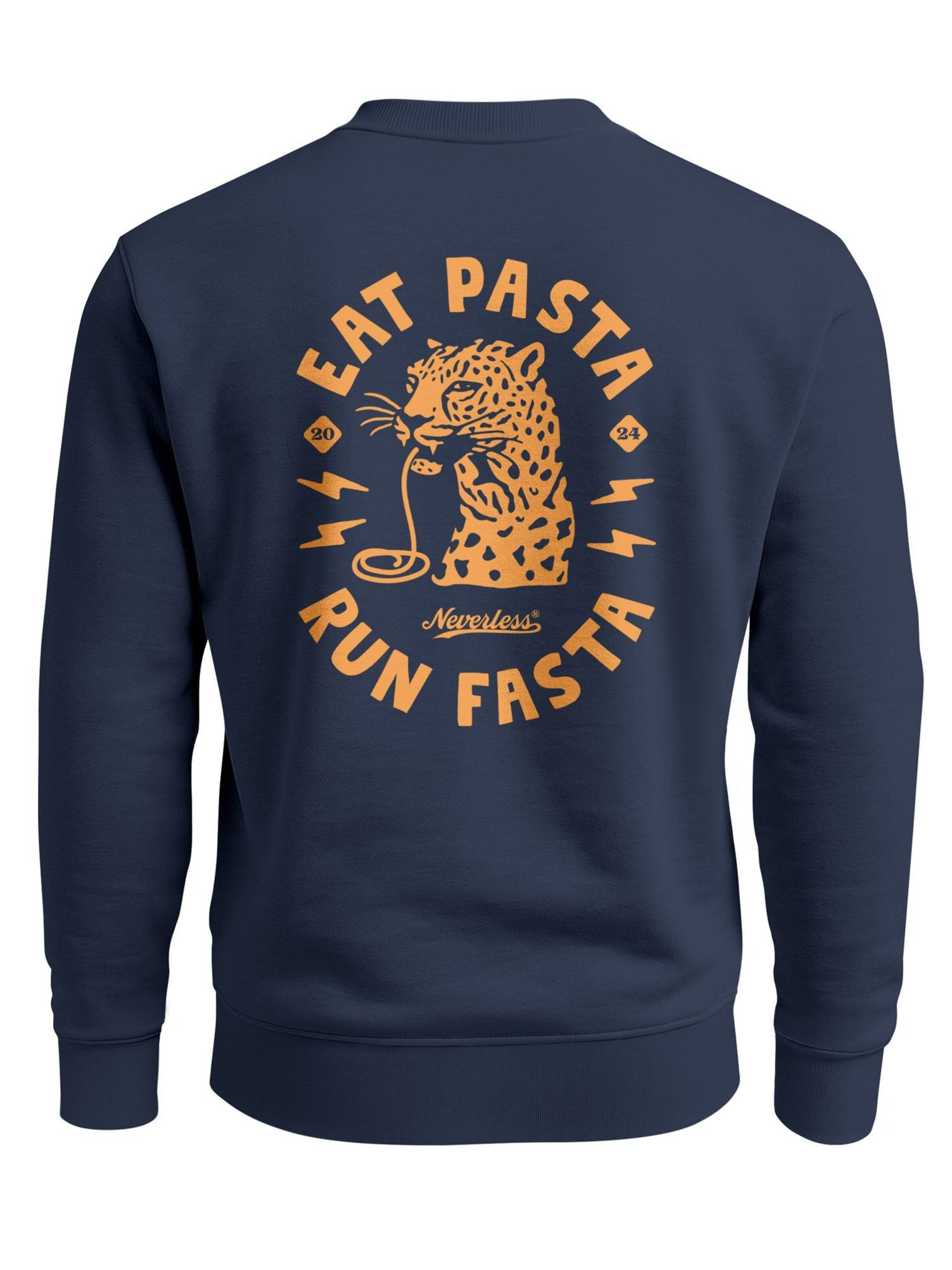Neverless Sweatshirt 'Eat pasta' in Blue