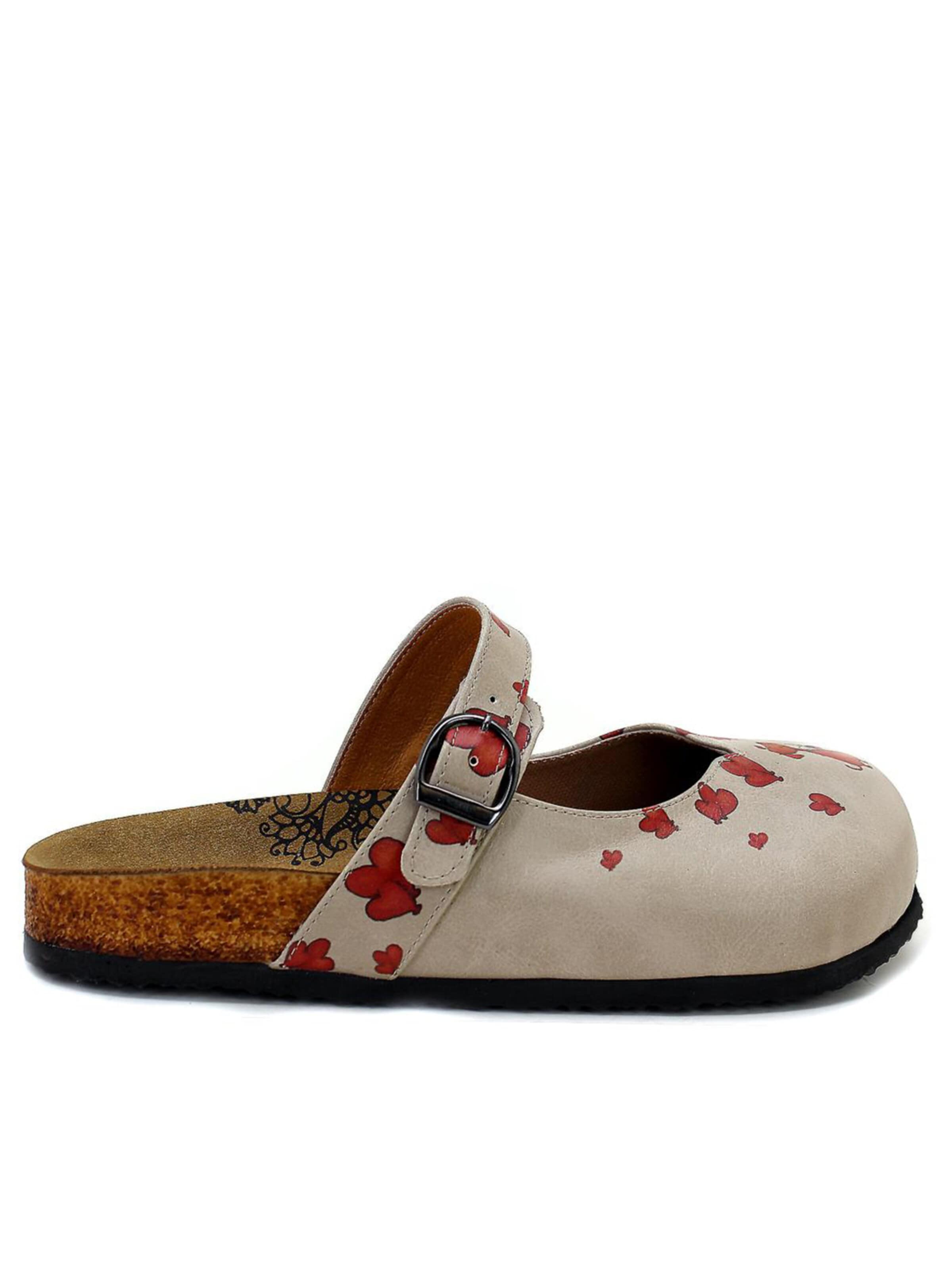 Clogs 'Women Calceo Beige Clogs CAL2210 with hearts and dog' di Goby in beige: frontale