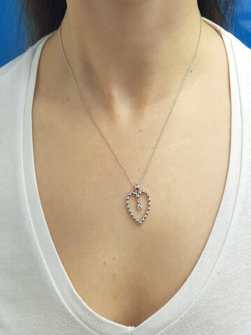 EinStein Diamant Pendant 'Halskette mit Herzanhänger groß und Solitär Diamant Brillant-Schliff in 14 Karat Weißgold' in White