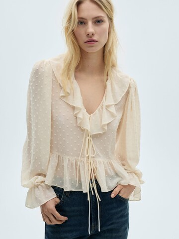 MANGO Blouse 'Feliz' in Beige: front