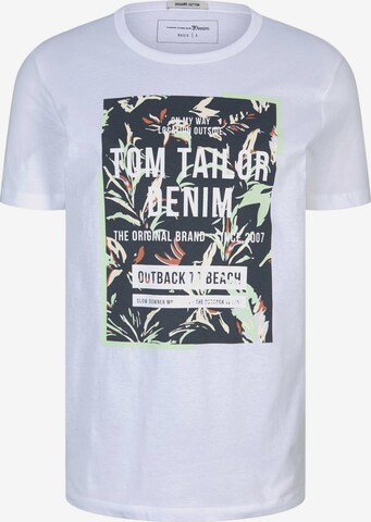 T-Shirt TOM TAILOR DENIM en blanc : devant