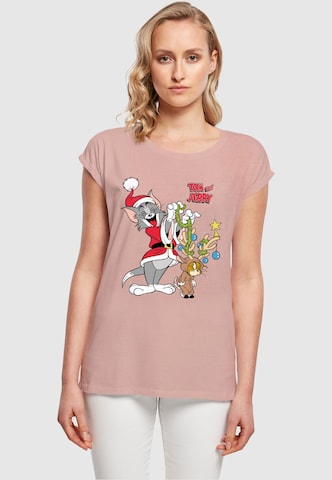 ABSOLUTE CULT Shirt 'Tom And Jerry - Reindeer' in Roze: voorkant