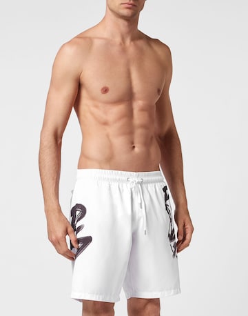 Pantaloncini da bagno 'Tiger' di Plein Sport in bianco: frontale