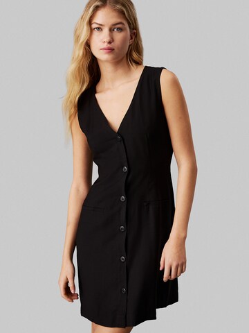 Calvin Klein Jeans Shirt Dress in Black: front