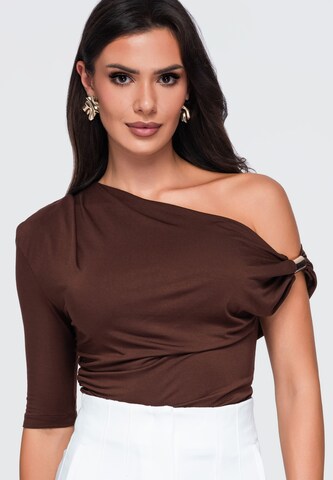 Ombre Shirt in Bruin: voorkant