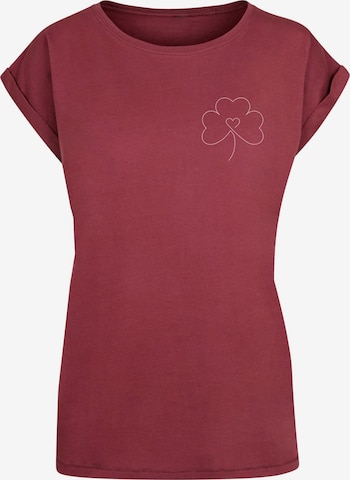 Merchcode T-Shirt 'Spring - Leaf Clover Flower' in Rot: predná strana