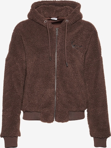 Karl Kani Sweat jacket 'Signature Teddy' in Brown: front