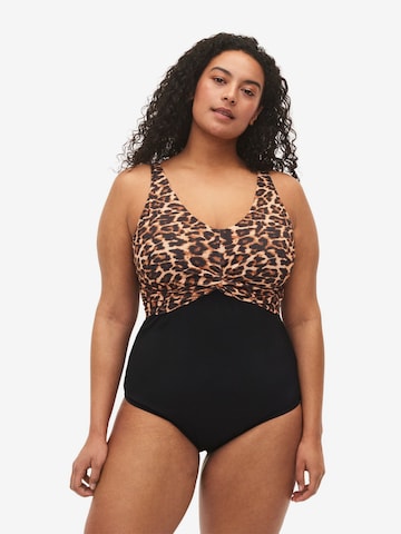 Swim by Zizzi Swimsuit in Black: front