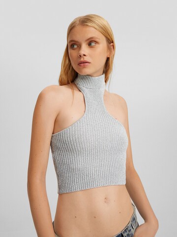 Bershka Knitted Top in Silver