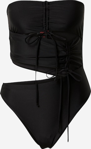 Misspap Bandeau Swimsuit in Black: front