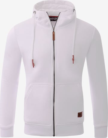 Reslad Zip-Up Hoodie 'Sweatjacke Zipper High' in White: front