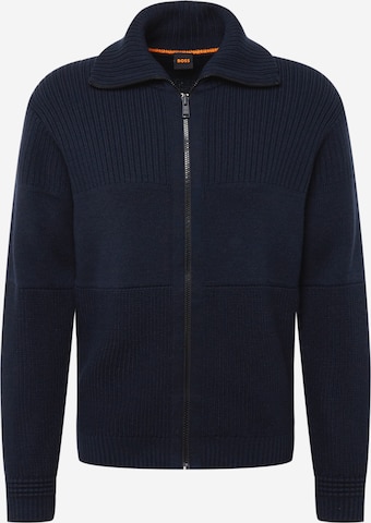 BOSS Orange Knit cardigan 'Kamondo' in Blue: front