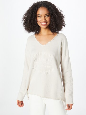 Zwillingsherz Sweatshirt 'Kornelia' in Beige: predná strana