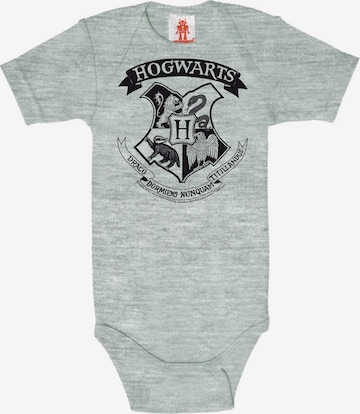 LOGOSHIRT Baby-Body 'Harry Potter - Hogwarts Logo Black' in Grau: predná strana