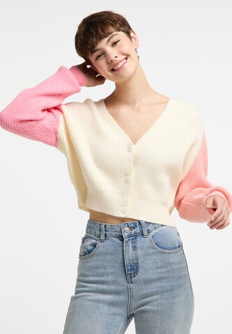 MYMO Strickjacke 'Nolie' in Weiß: Vorderseite