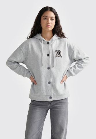 MYMO - Sudadera con cremallera 'VARSITY' en gris: frente