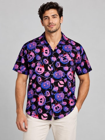 King Kameha Shirt 'Halloween Pumpkin Web' in Purple