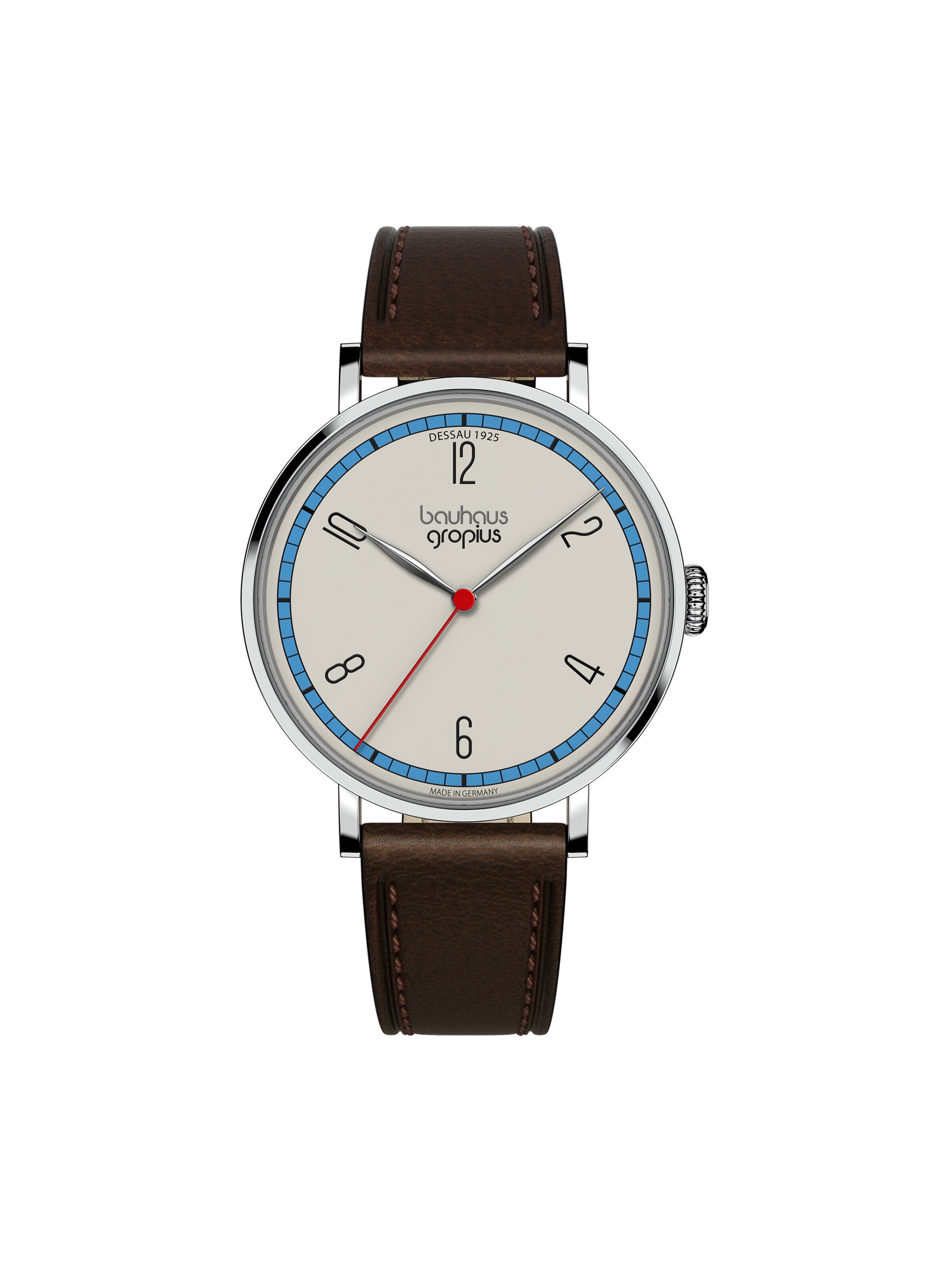 WALTER GROPIUS Analoguhr 'DESSAU 1925'‌ in Beige: Vorderseite