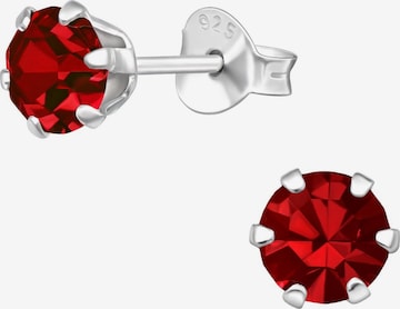 Boucles d'oreilles 'Silberne Runde 5 mm Ohrstecker mit Kristallen' Maxte en rouge : devant