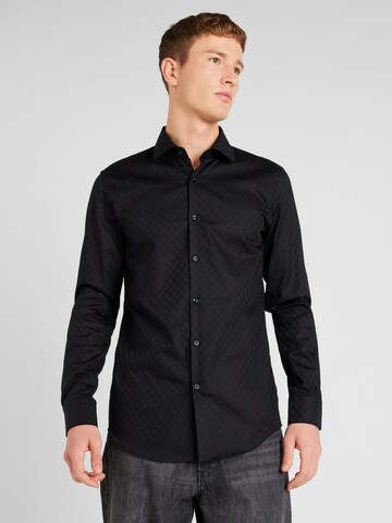 HUGO Slim fit Button Up Shirt 'Kenno' in Black: front