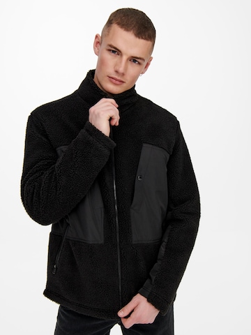 Only & Sons Fleece Jacket in Black