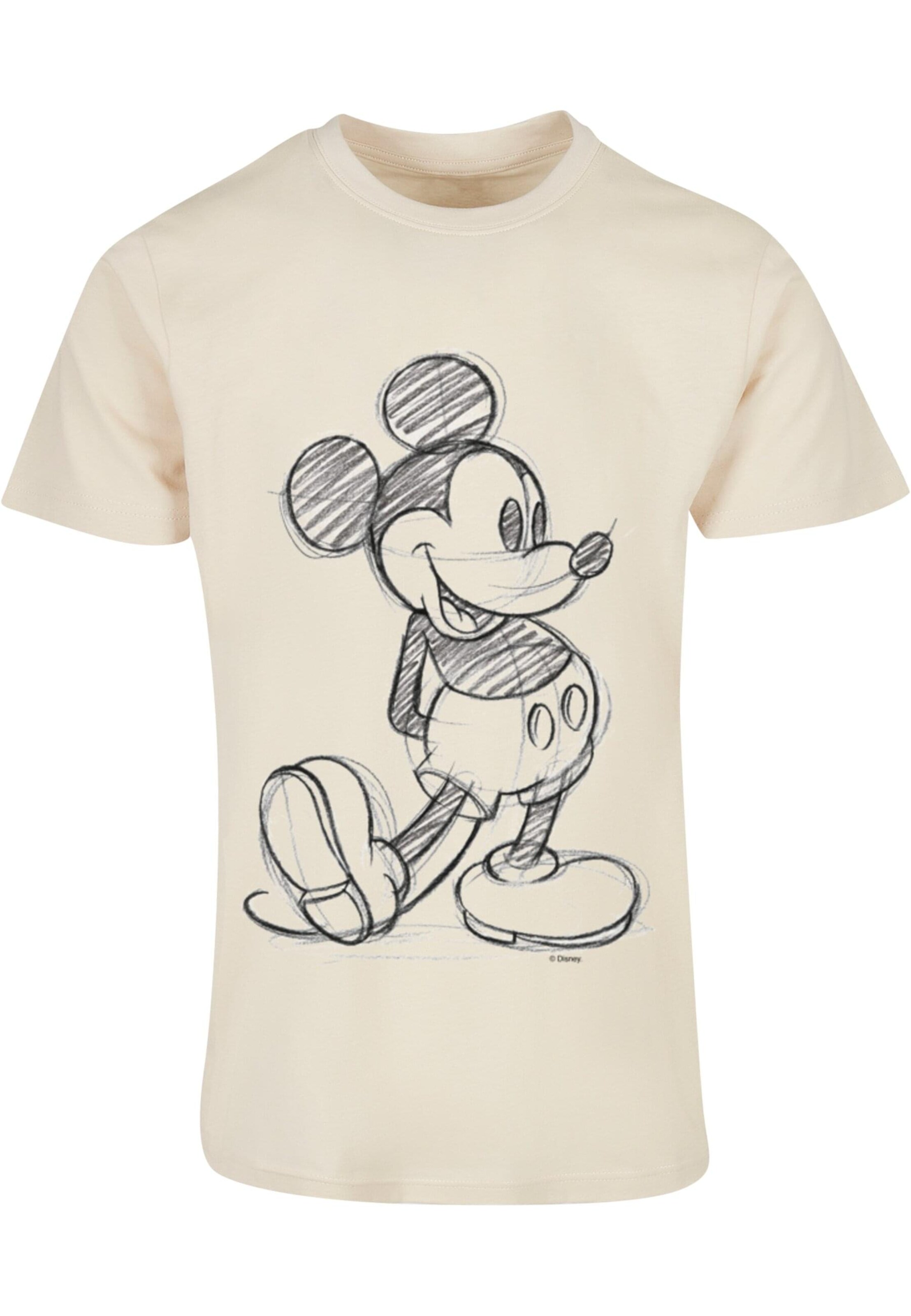 ABSOLUTE CULT T-Shirt  'Mickey Mouse - Sketch Kick' in Beige: Vorderseite