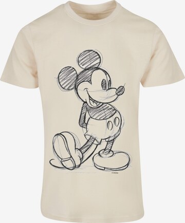 ABSOLUTE CULT Shirt 'Mickey Mouse - Sketch Kick' in Beige: voorkant