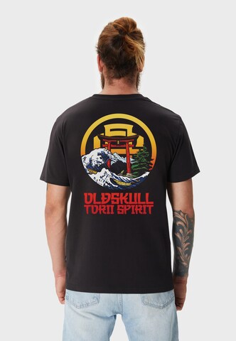 Oldskull Shirt 'Asian Torii Gate Sacred Wave Graphic' in Black