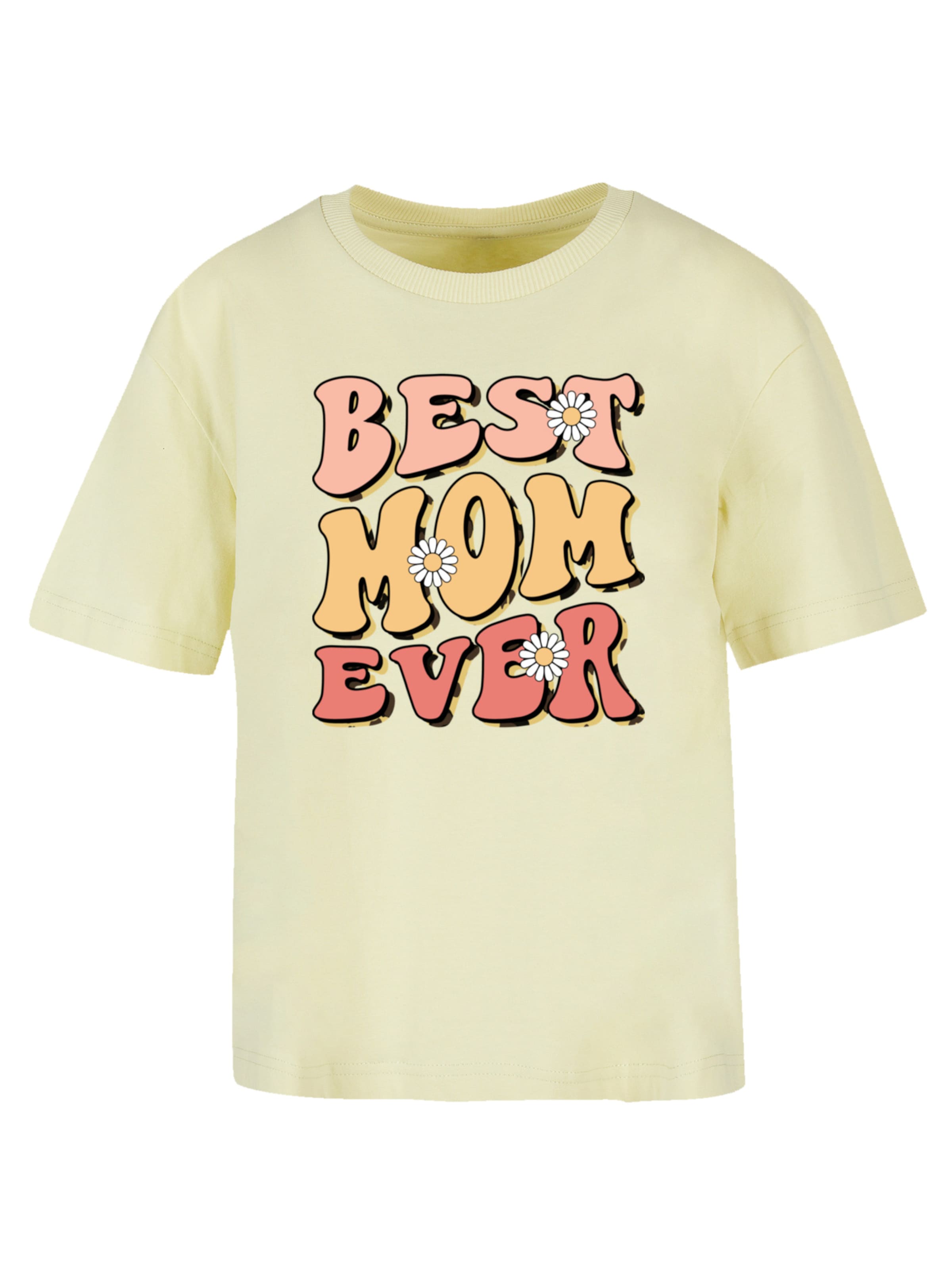 T-shirt 'Mothers Day Best Mom Ever' F4NT4STIC en jaune : devant