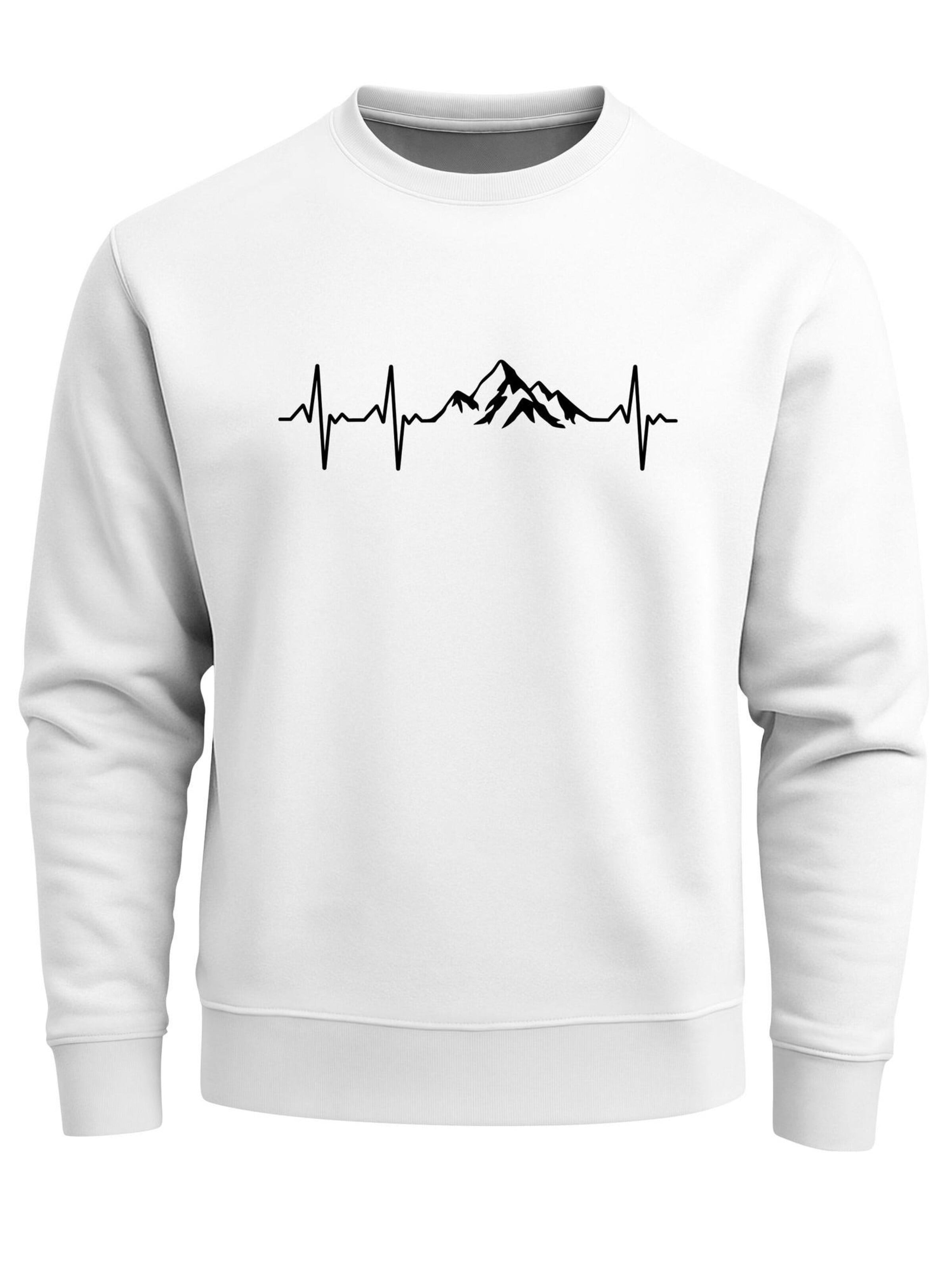 Neverless Sweatshirt 'Berg Herzschlag' in White: front