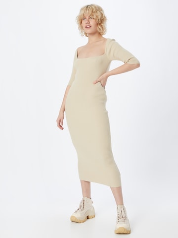 Calvin Klein Knitted dress in Beige: front
