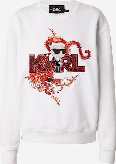 Karl Lagerfeld Sweatshirt 'lny' in de kleur Crème / Rood / Zwart / Wit, Productweergave