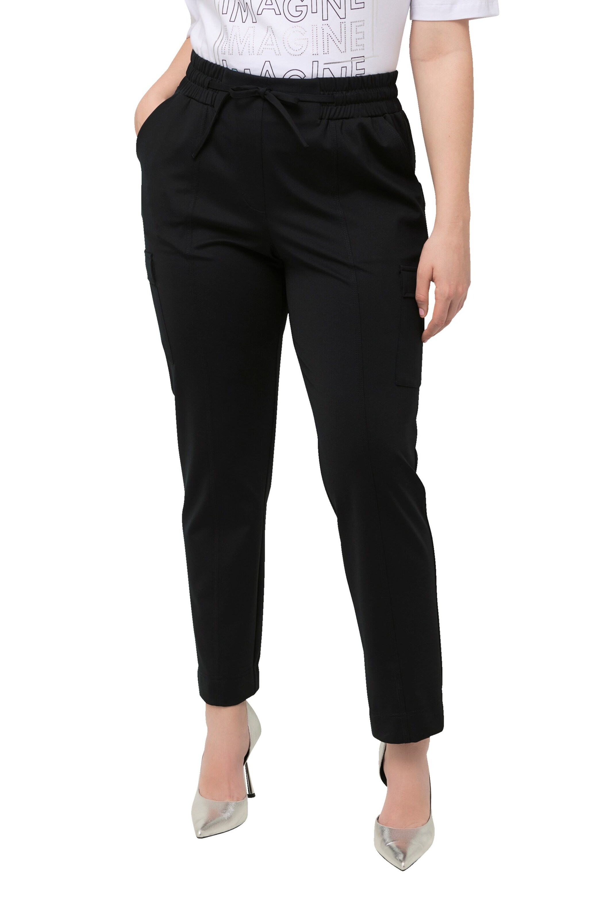 Ulla Popken Regular Broek in Zwart: voorkant