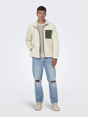 Only & Sons Fleece jas in Zilver