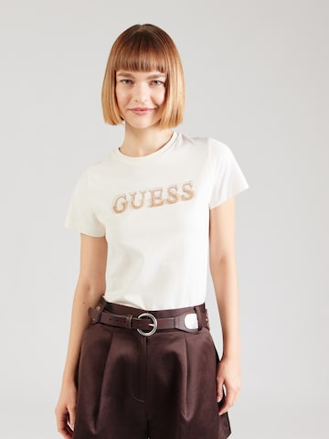 Tricou 'FAUSTA' de la GUESS pe bej: față