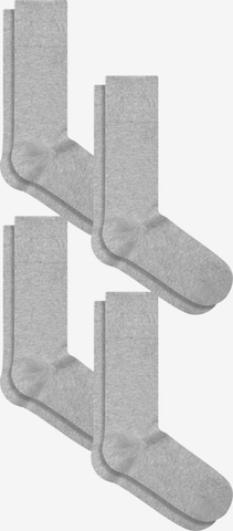 Albero Natur Socks 'Bio-Baumwoll-Socken mit längerem Bündchen - 4er Pack' in Grey: front