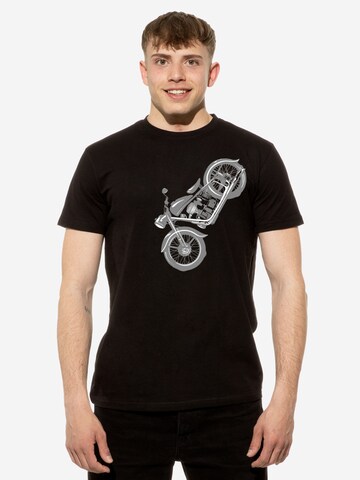 Cotton Prime Shirt 'Vintage Motorcycle' in Zwart: voorkant