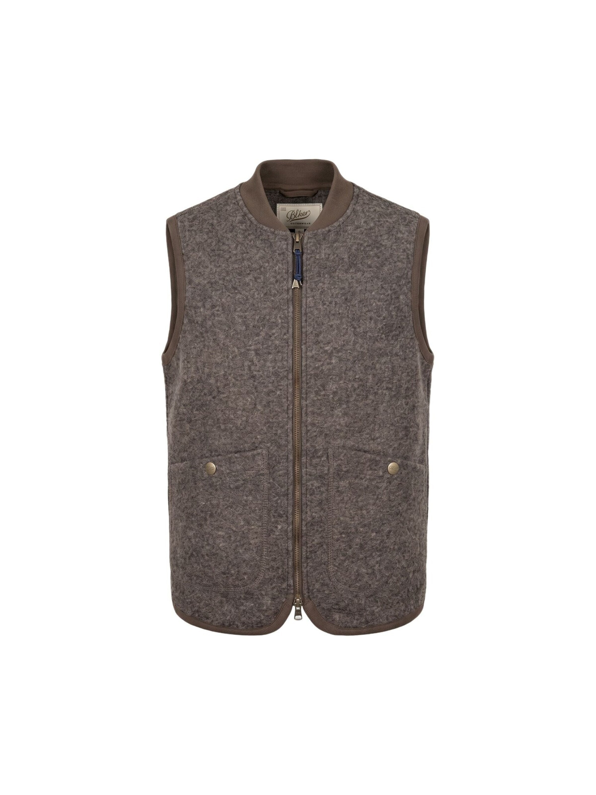 Bl'ker Vintage Kamizelka 'BOILED WOOL VEST WOLF DARK BROWN' w kolorze brązowy: przód