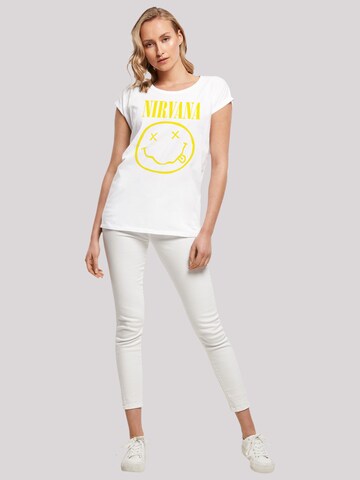 F4NT4STIC Shirt 'Nirvana Rock Band Yellow Happy Face' in Weiß