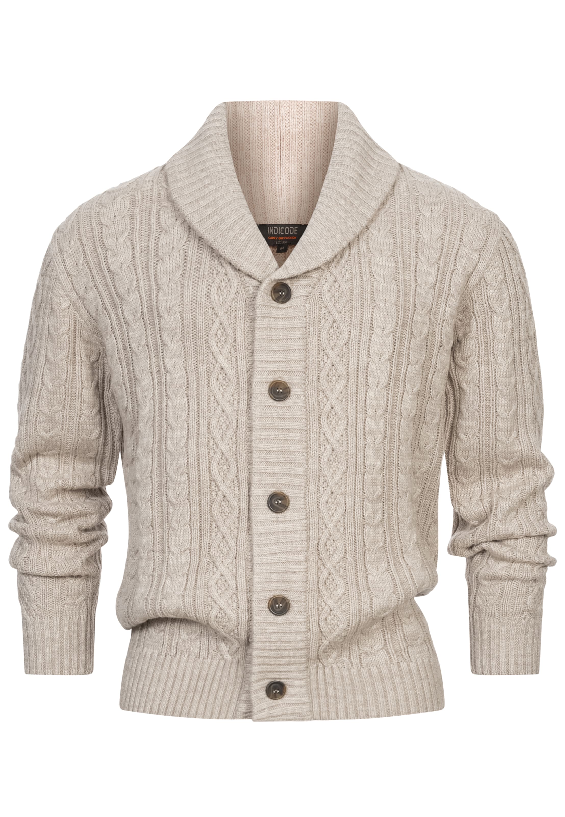 INDICODE JEANS Knit cardigan ' Ilterly ' in Beige: front