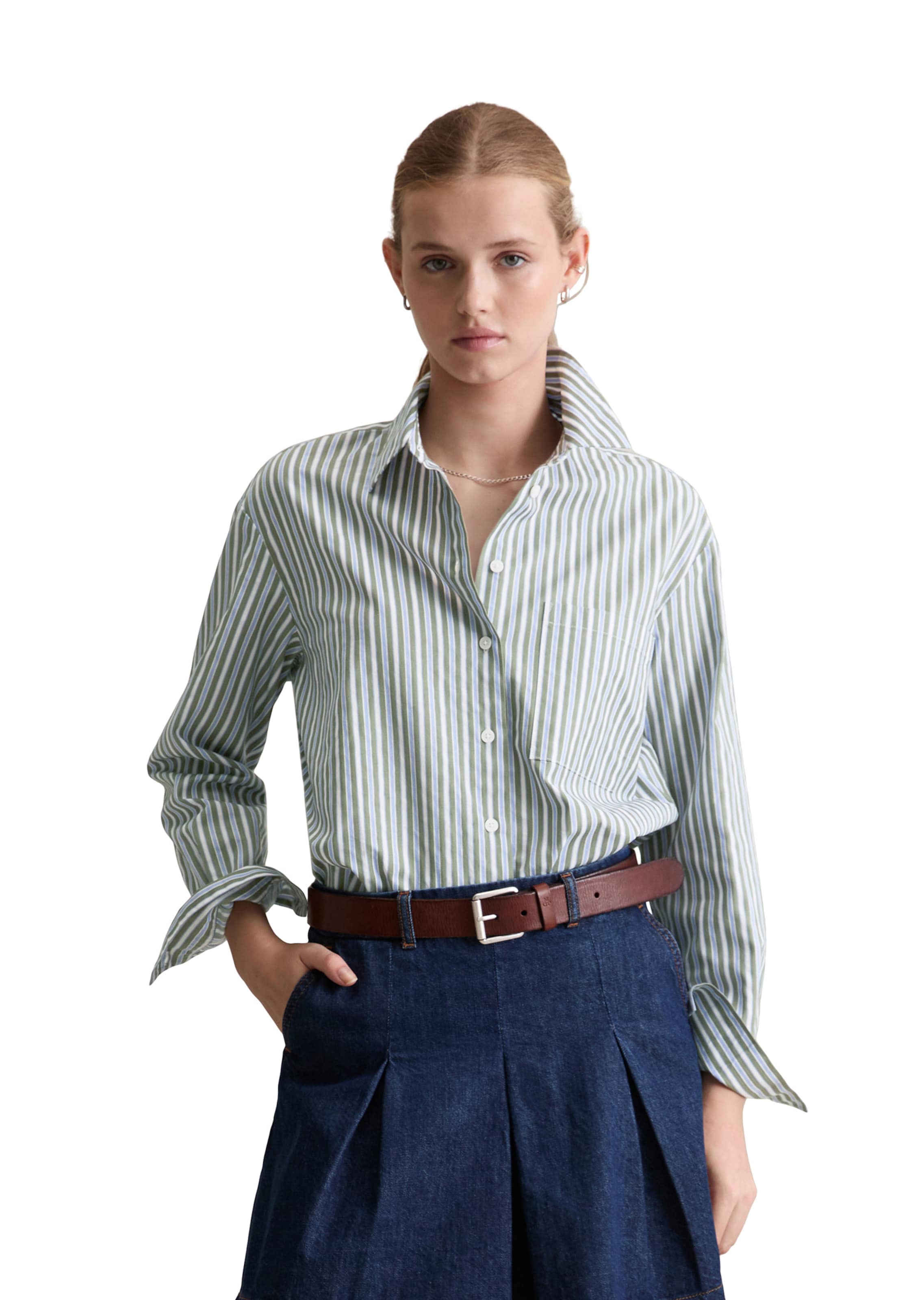 Marc O'Polo DENIM Blouse in Green: front