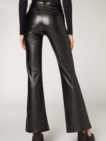 CALZEDONIA Flared Leggings 'thermo' in Black: front