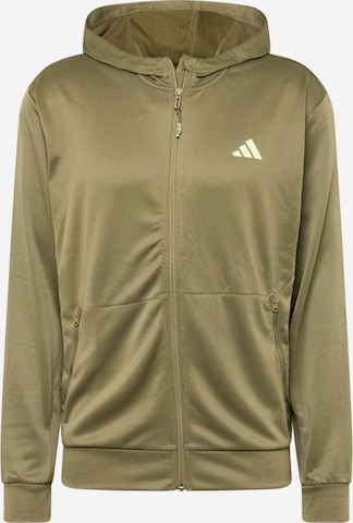 ADIDAS PERFORMANCE Athletic Zip-Up Hoodie 'Train Essentials Seasonal' in Green: front