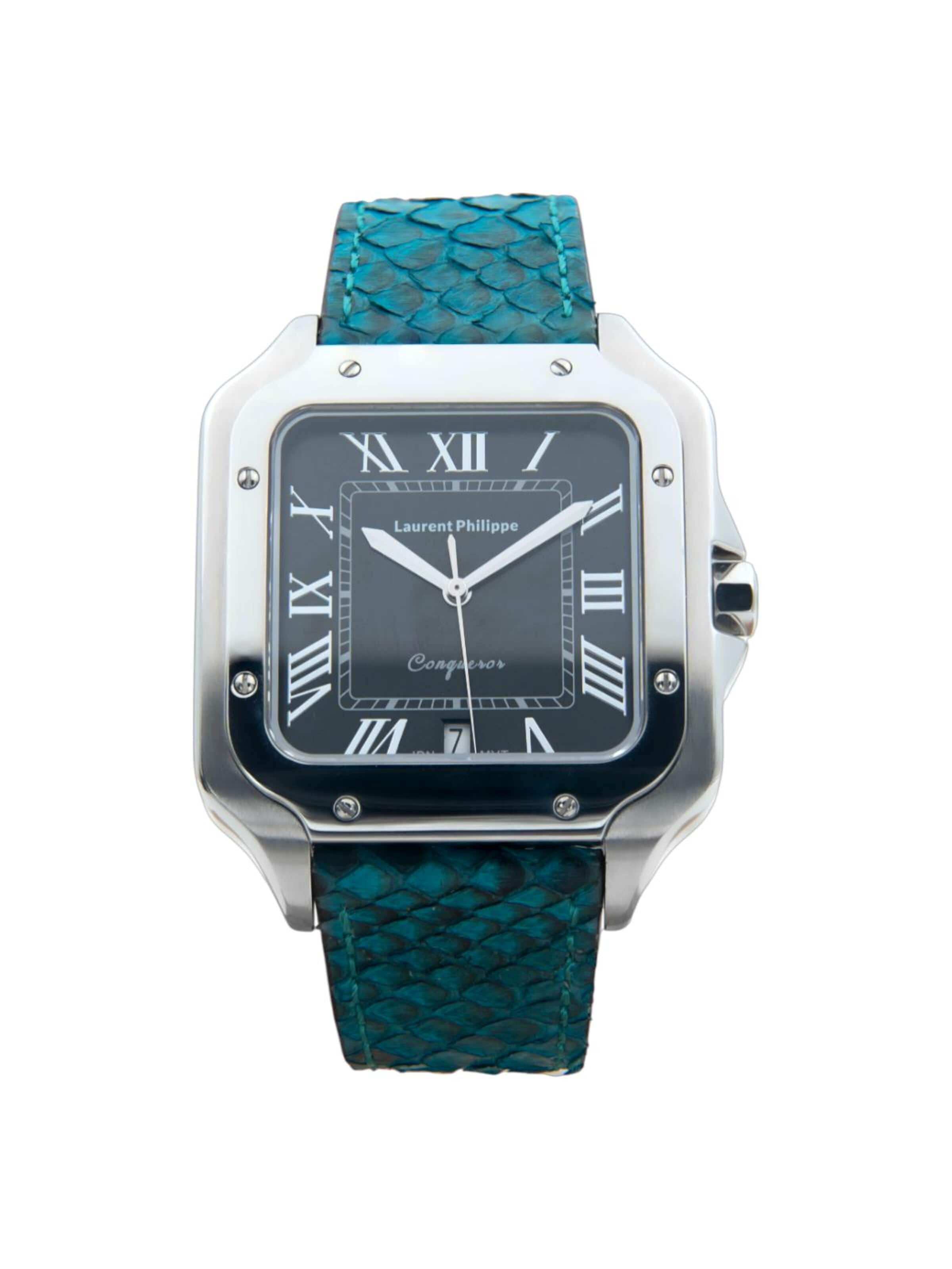 Laurent Philippe - Reloj analógico 'Conqueror Black Orlov – Blue Venin' en azul: frente