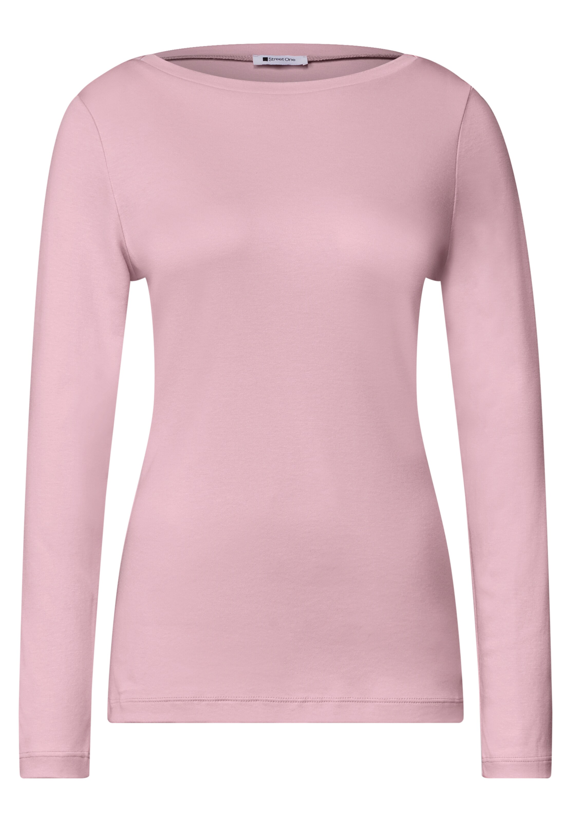 STREET ONE Langarm Shirt mit U-Boot-Ausschnitt in XS in rosa, Produktansicht